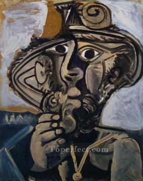 Pablo Picasso Painting - Hombre con pipa para Jacqueline 1971 Pablo Picasso